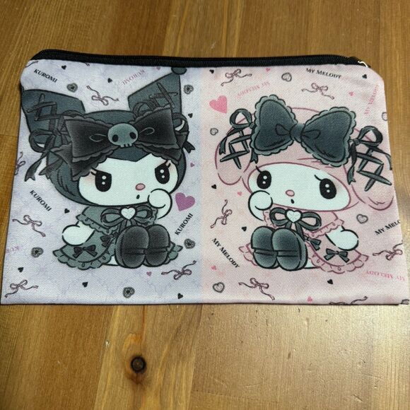 Sanrio Kuromi and My Melody Cosmetic Makeup Bag Large Capacity Zip Close New - Picture 1 of 2